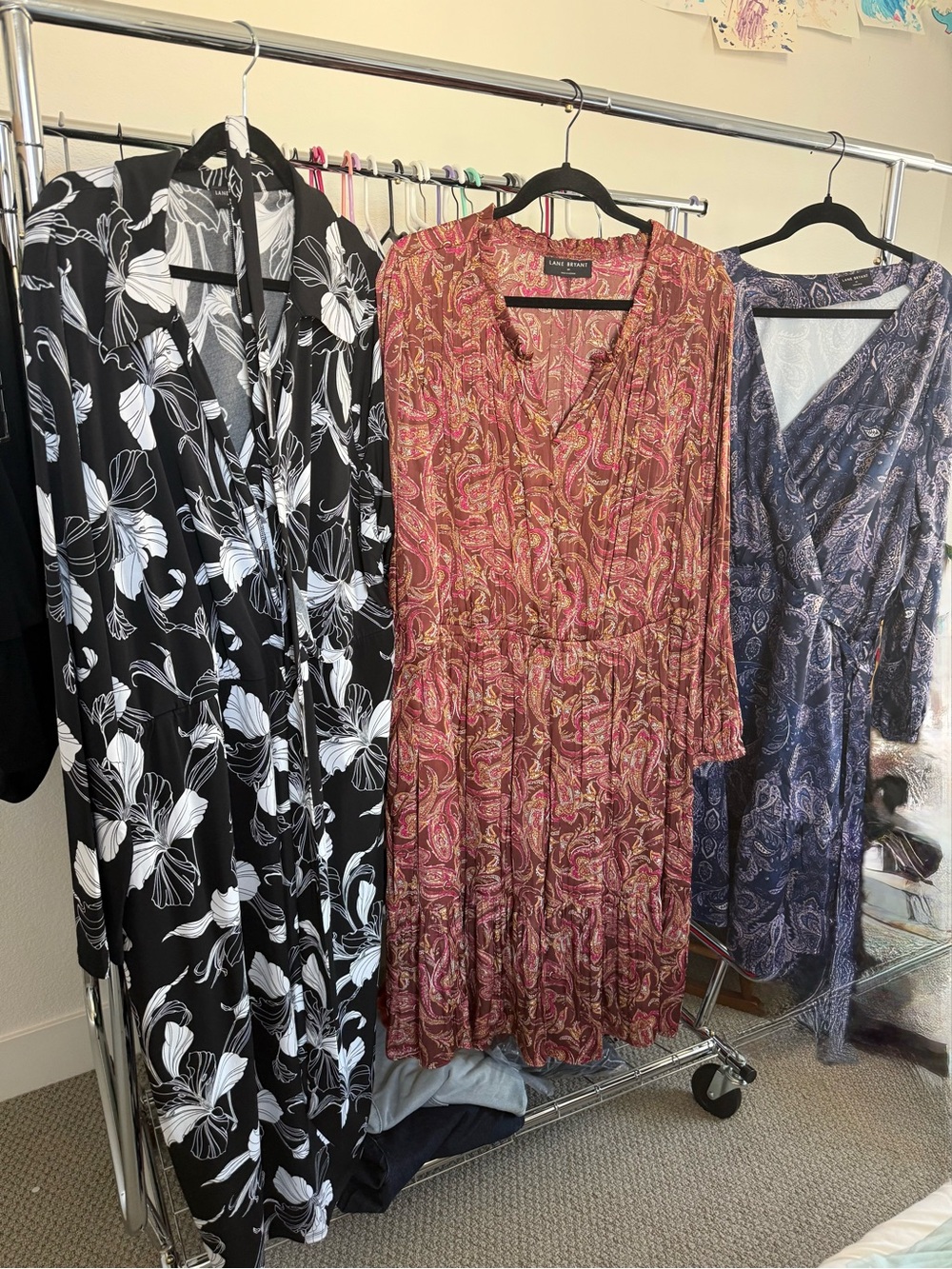 Bundle of 3 Lane Bryant Paisley and Floral Long Sleeve Dresses